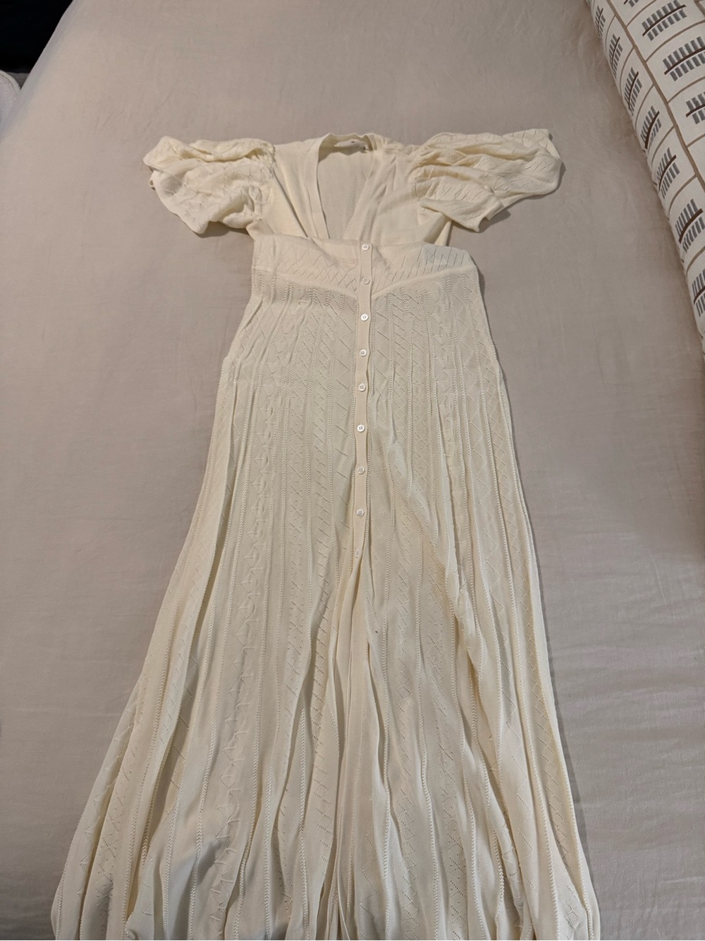 ba&sh Cream Knit Button-Down Maxi Dress